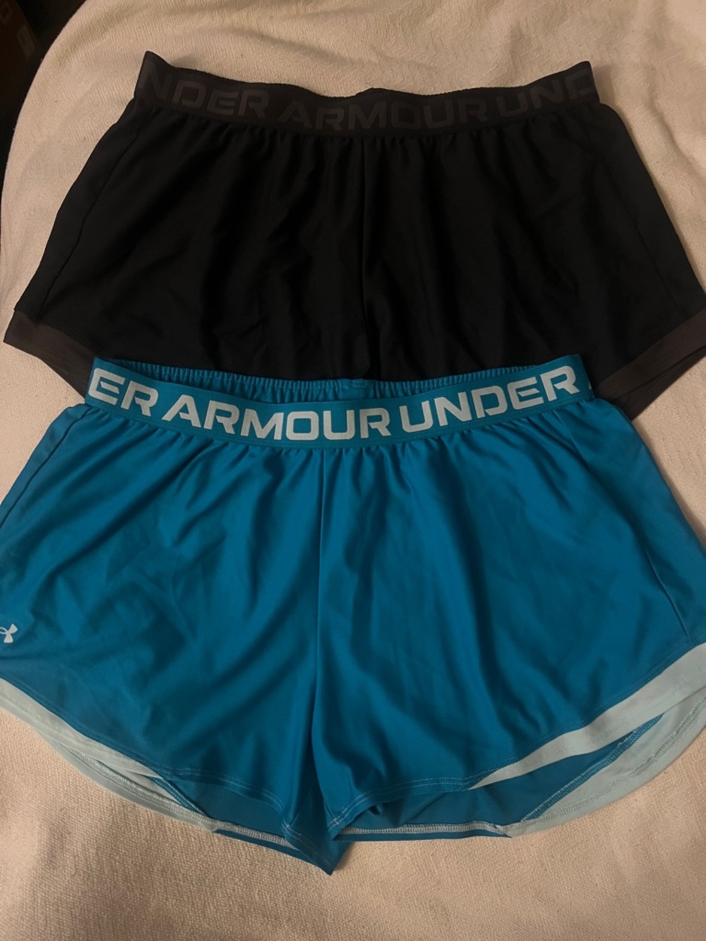 2 pairs of Under Armour Women’s Athletic Shorts - Black & Teal Blue